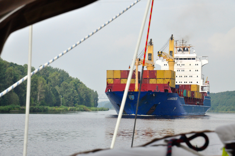 Freja in the Kiel canal | Cruising Attitude Sailing Blog - Discovery 55
