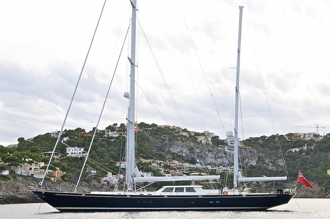 Beautiful super yacht in the bay of Port de Andratx. Cruising Attitude Sailing Blog - Discovery 55
