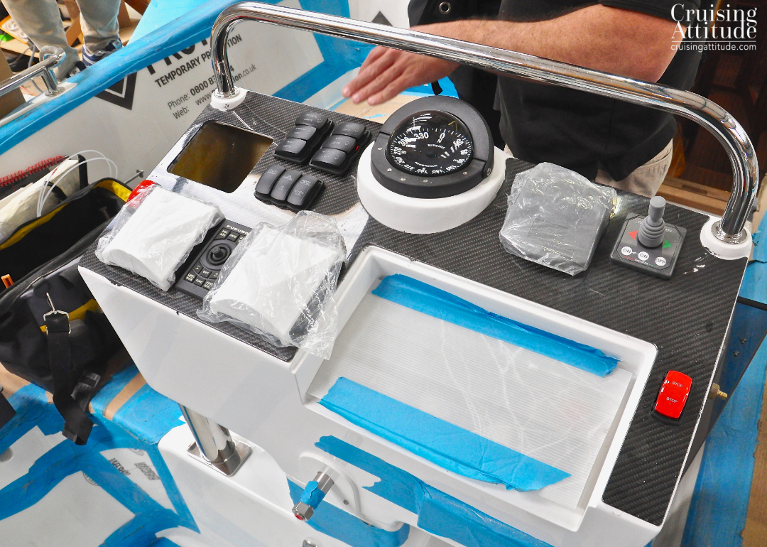 Steering pedestal fitted | Cruising Attitude Sailing Blog - Discovery 55