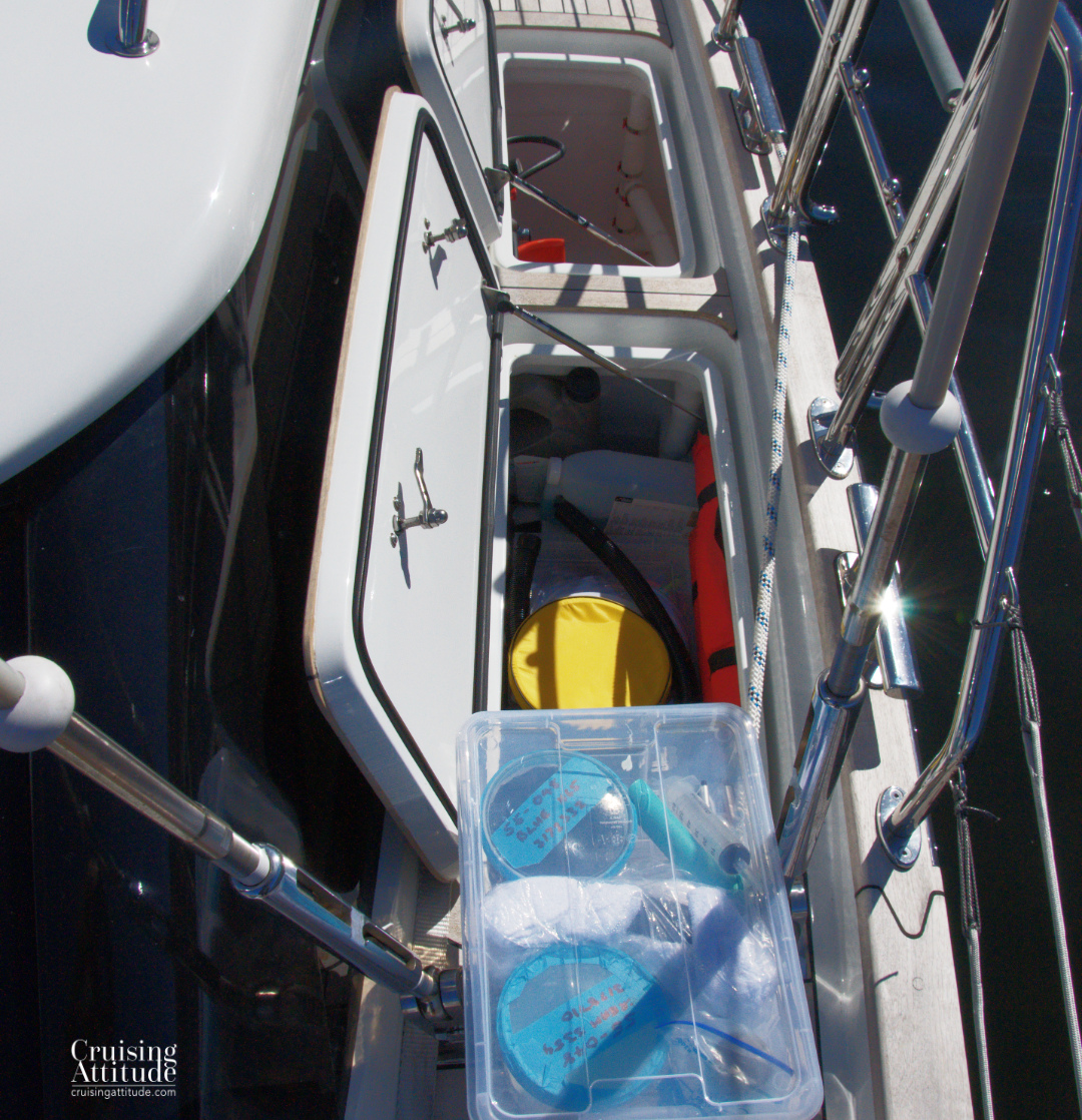 Organising the side deck locker | Cruising Attitude Sailing Blog - Discovery 55