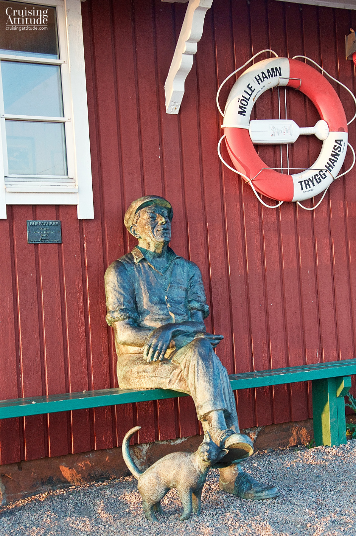 Bronze statue in the harbour of Mölle, Sweden | Cruising Attitude Sailing Blog - Discovery 55 