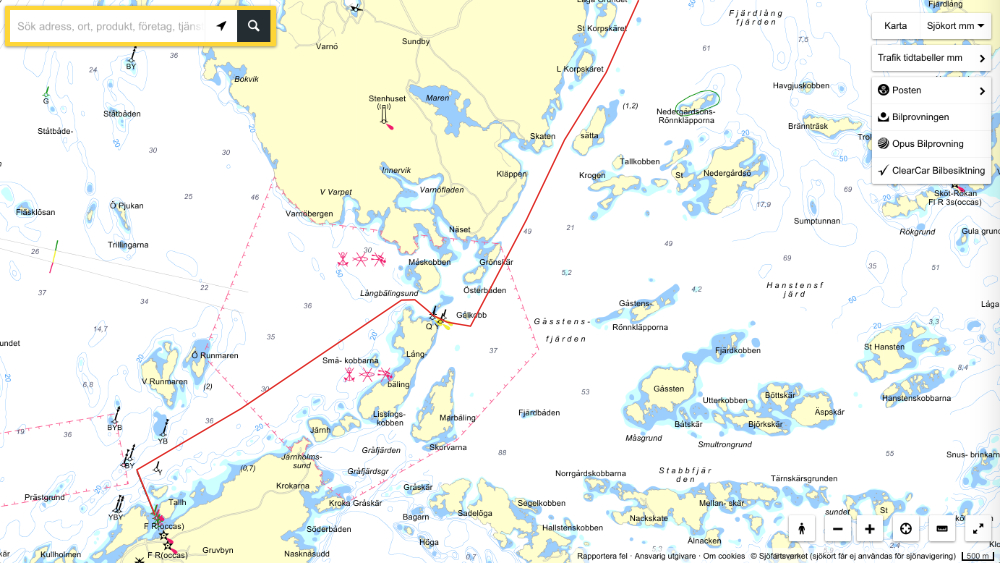 Utö to Munkö, using the guide "Genväger i Stockholms Skärgård | Cruising Attitude Sailing Blog - Discovery 55