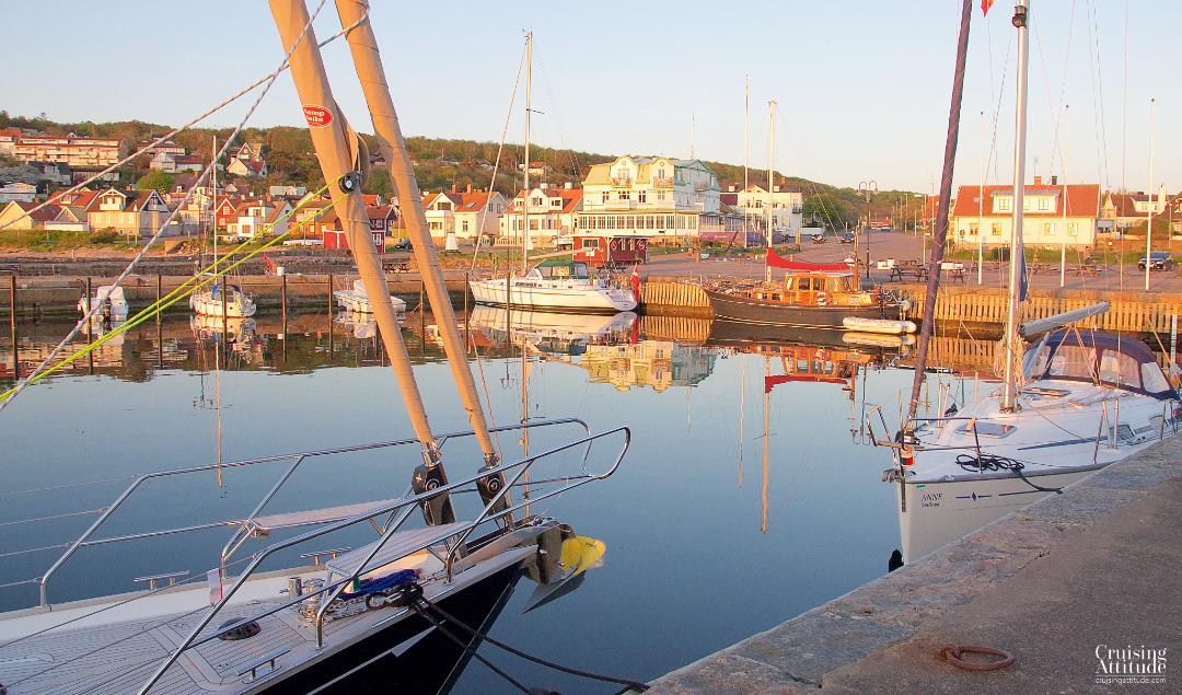 Sunset and golden light in Mölle Harbour. | Cruising Attitude Sailing Blog - Discovery 55 
