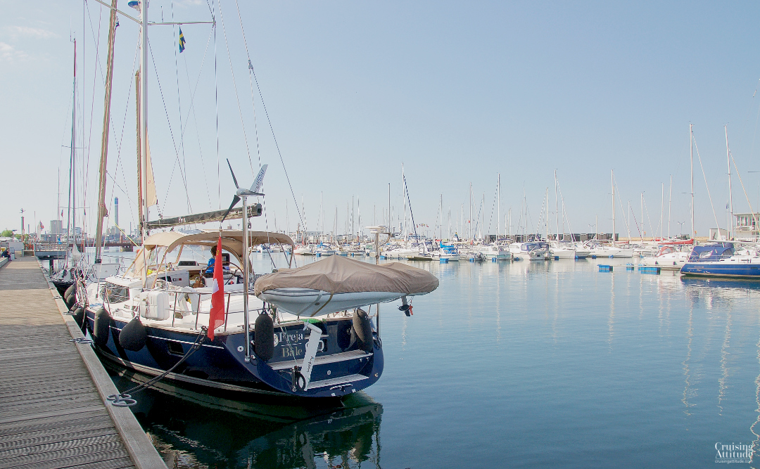 View of the marina in Helsingborg, Sweden | Cruising Attitude Sailing Blog - Discovery 55
